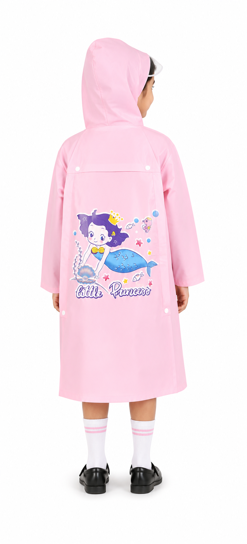 KIDELLO Kids Mermaid Printed Raincoat – Waterproof Hooded Raincoat for Girls