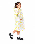 Kidello Kids Transparent Raincoat with Polka Dots | Waterproof Hooded Raincoat | School Rain Wear