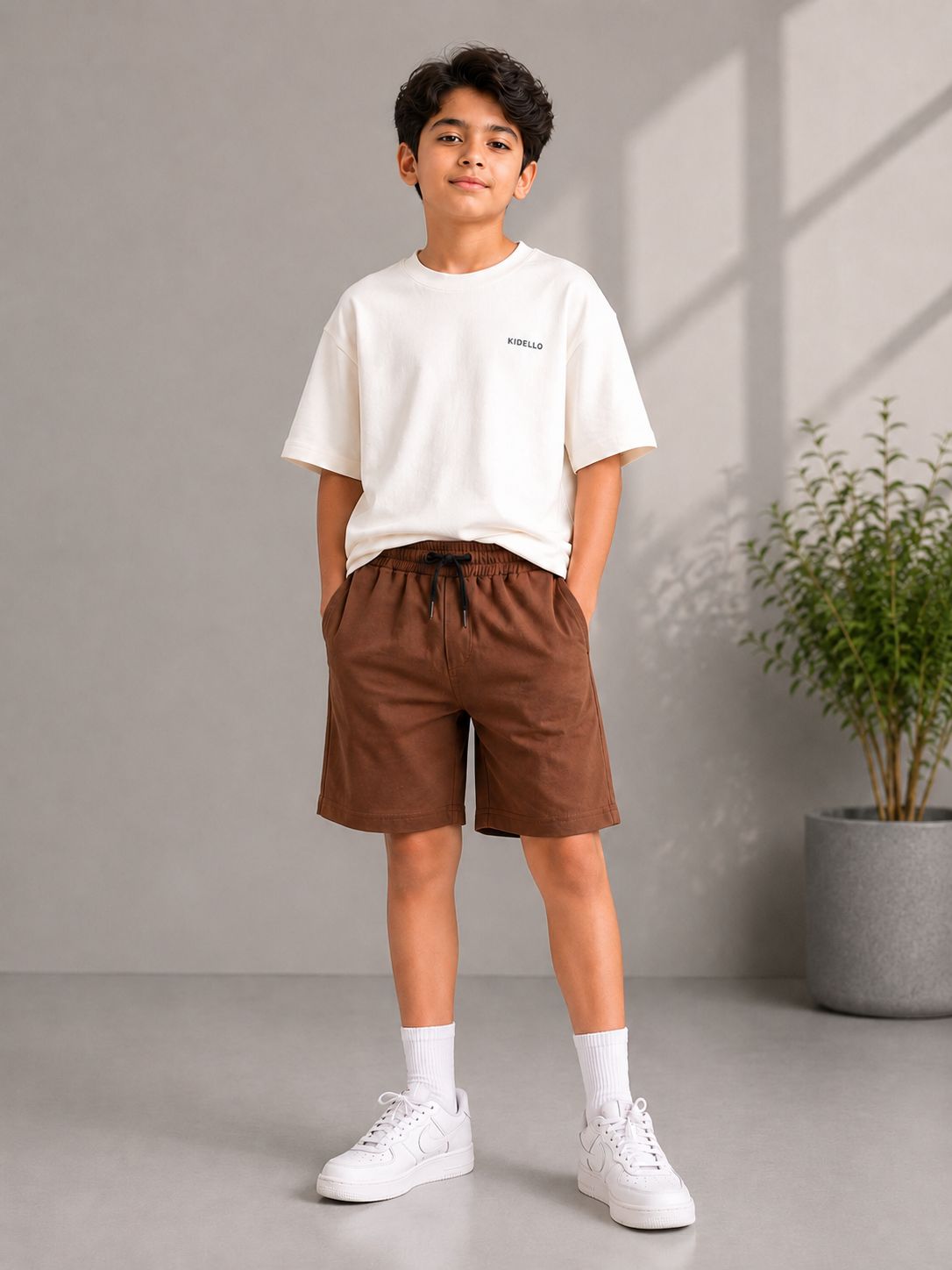 Kidello Boys Cotton High GSM Shorts | Regular Fit | Soft & Breathable | Elastic Waist with Drawstring | Everyday Casual Shorts