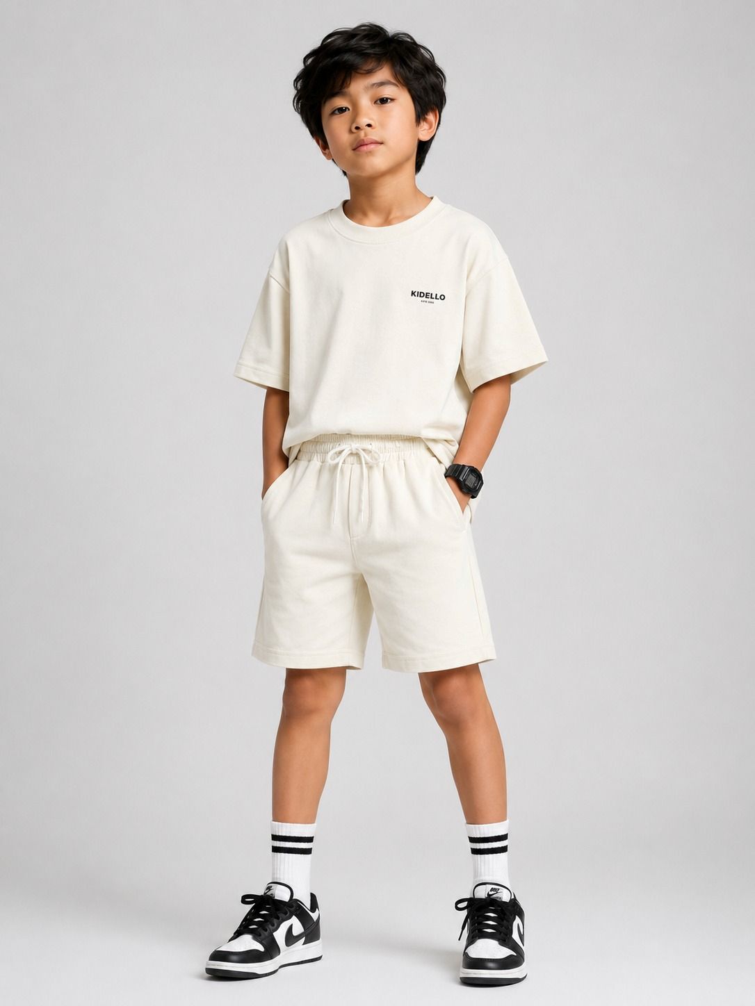 Kidello Boys Cotton High GSM Shorts | Regular Fit | Soft & Breathable | Elastic Waist with Drawstring | Everyday Casual Shorts