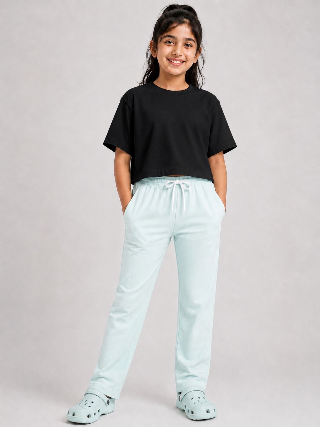 Kidello Girls Cotton Pyjama Track Pant | Soft & Breathable | Regular Fit | Everyday Lounge Wear | Elastic Waist with Drawstring