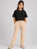 Kidello Girls Cotton Pyjama Track Pant | Soft & Breathable | Regular Fit | Everyday Lounge Wear | Elastic Waist with Drawstring
