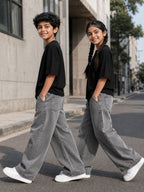 Kidello Kids Wide Leg Fit Jeans for Boys & Girls | Premium Cotton Denim | Mid Rise