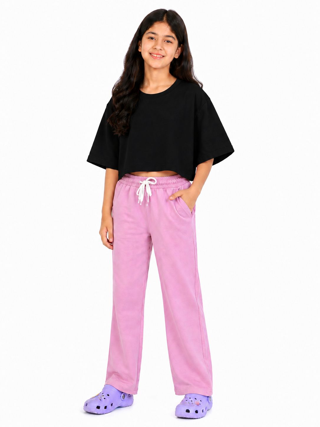 Kidello Girls Cotton Pyjama Track Pant | Soft & Breathable | Regular Fit | Everyday Lounge Wear | Elastic Waist with Drawstring
