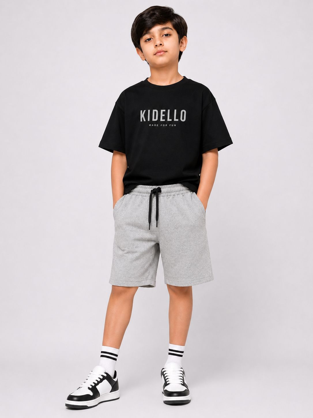 Kidello Boys Cotton High GSM Shorts | Regular Fit | Soft & Breathable | Elastic Waist with Drawstring | Everyday Casual Shorts