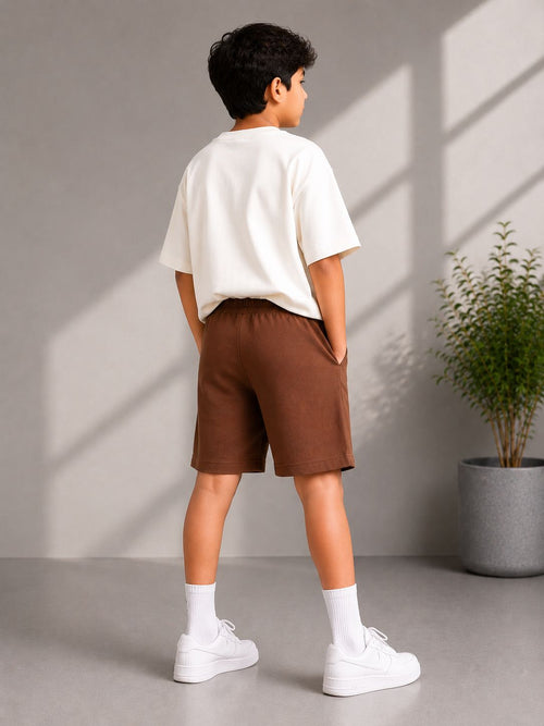 Kidello Boys Cotton High GSM Shorts | Regular Fit | Soft & Breathable | Elastic Waist with Drawstring | Everyday Casual Shorts