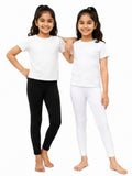 Kidello Girls Cotton Lycra Ankle Leggings Pack of 2