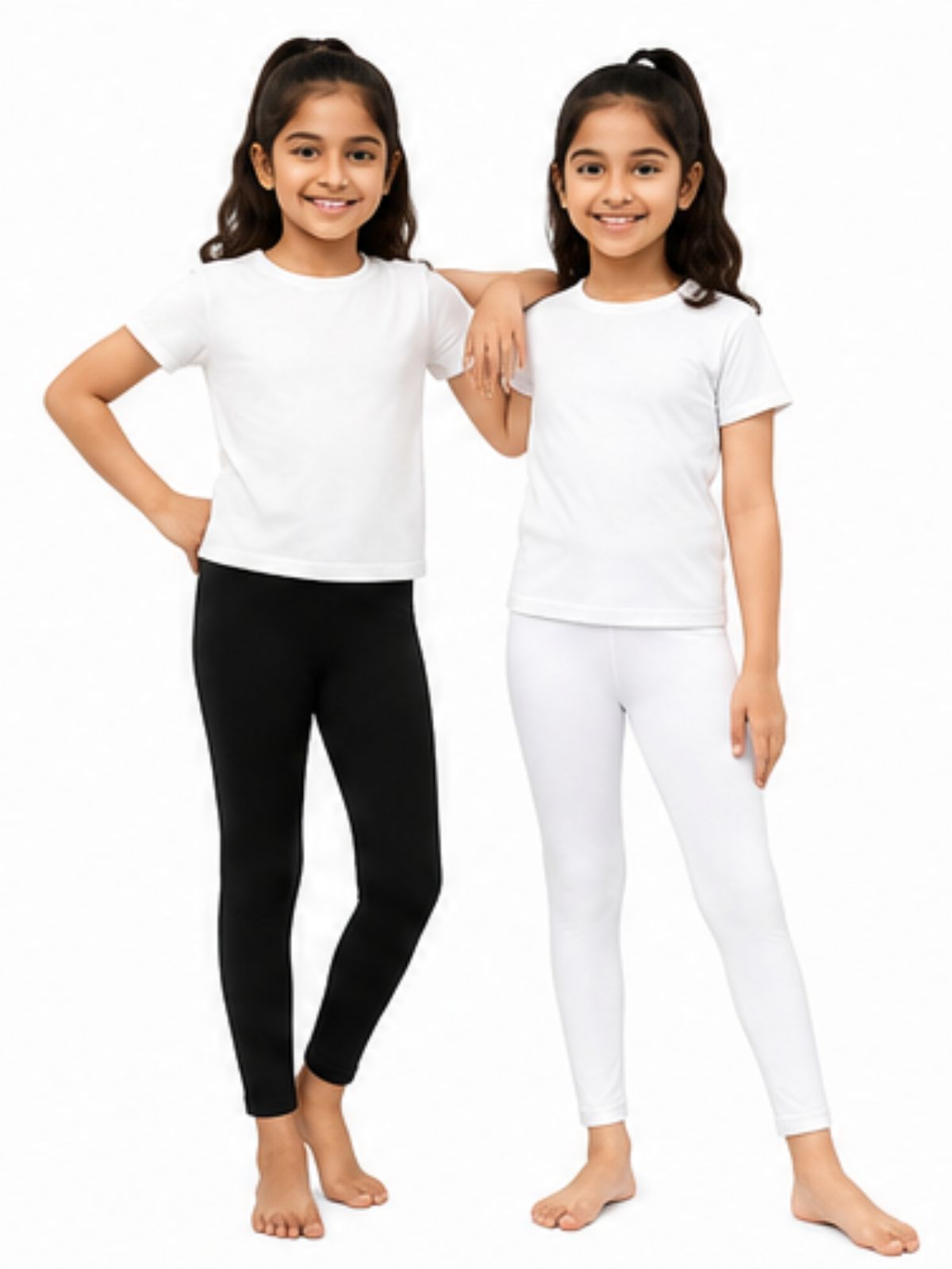 Kidello Girls Cotton Lycra Ankle Leggings Pack of 2