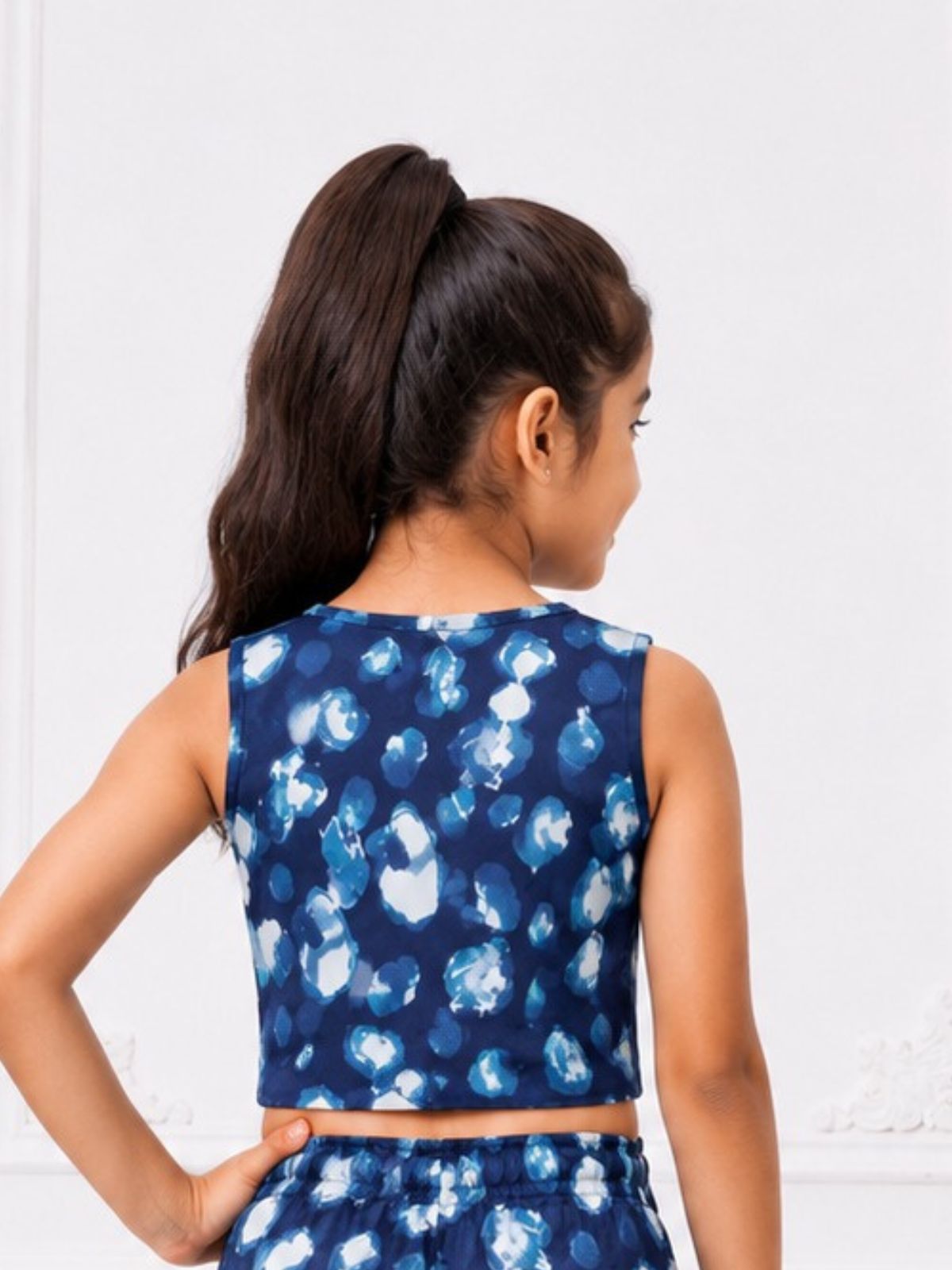 Kidello Girls Printed Spun Crop Top | Soft Sleeveless Casual Top for Girls