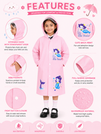 KIDELLO Kids Mermaid Printed Raincoat – Waterproof Hooded Raincoat for Girls