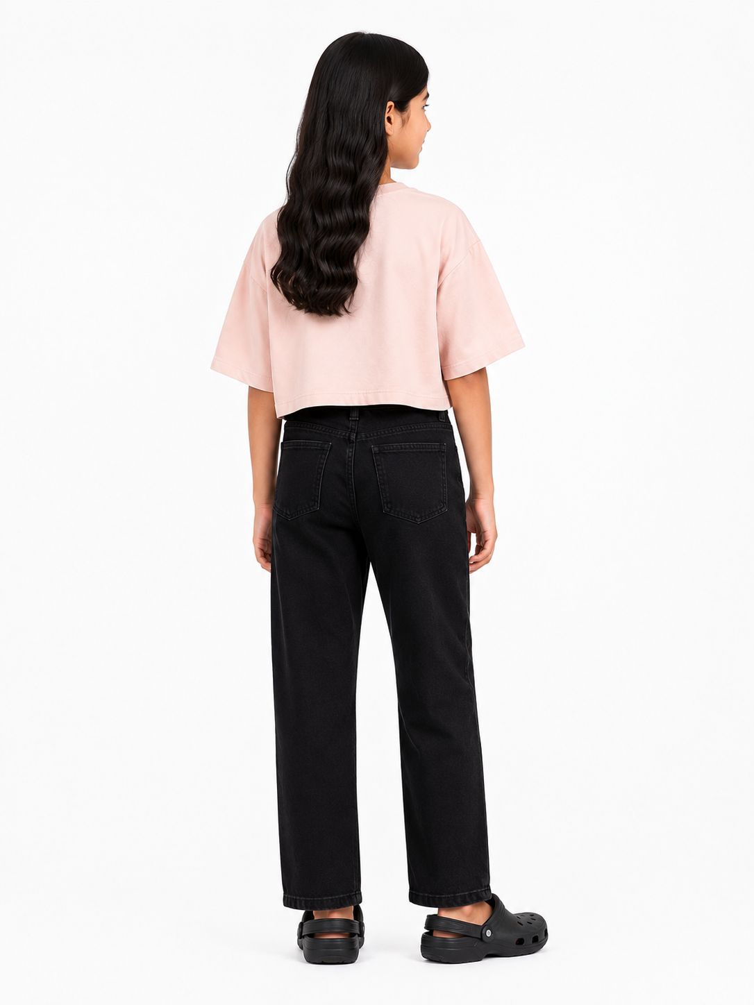 Kidello Girls Oversized Relaxed Fit Boxy Crop Top | Premium High GSM Cotton | Soft & Breathable | Casual Everyday T-Shirt