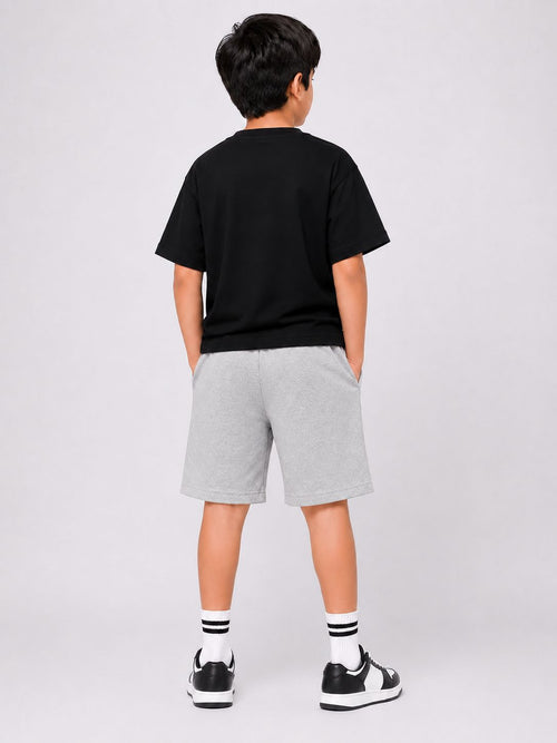 Kidello Boys Cotton High GSM Shorts | Regular Fit | Soft & Breathable | Elastic Waist with Drawstring | Everyday Casual Shorts