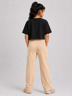 Kidello Girls Cotton Pyjama Track Pant | Soft & Breathable | Regular Fit | Everyday Lounge Wear | Elastic Waist with Drawstring