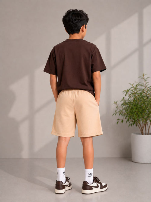 Kidello Boys Cotton High GSM Shorts | Regular Fit | Soft & Breathable | Elastic Waist with Drawstring | Everyday Casual Shorts
