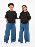 Kidello Kids Wide Leg Fit Jeans for Boys & Girls | Premium Cotton Denim | Mid Rise