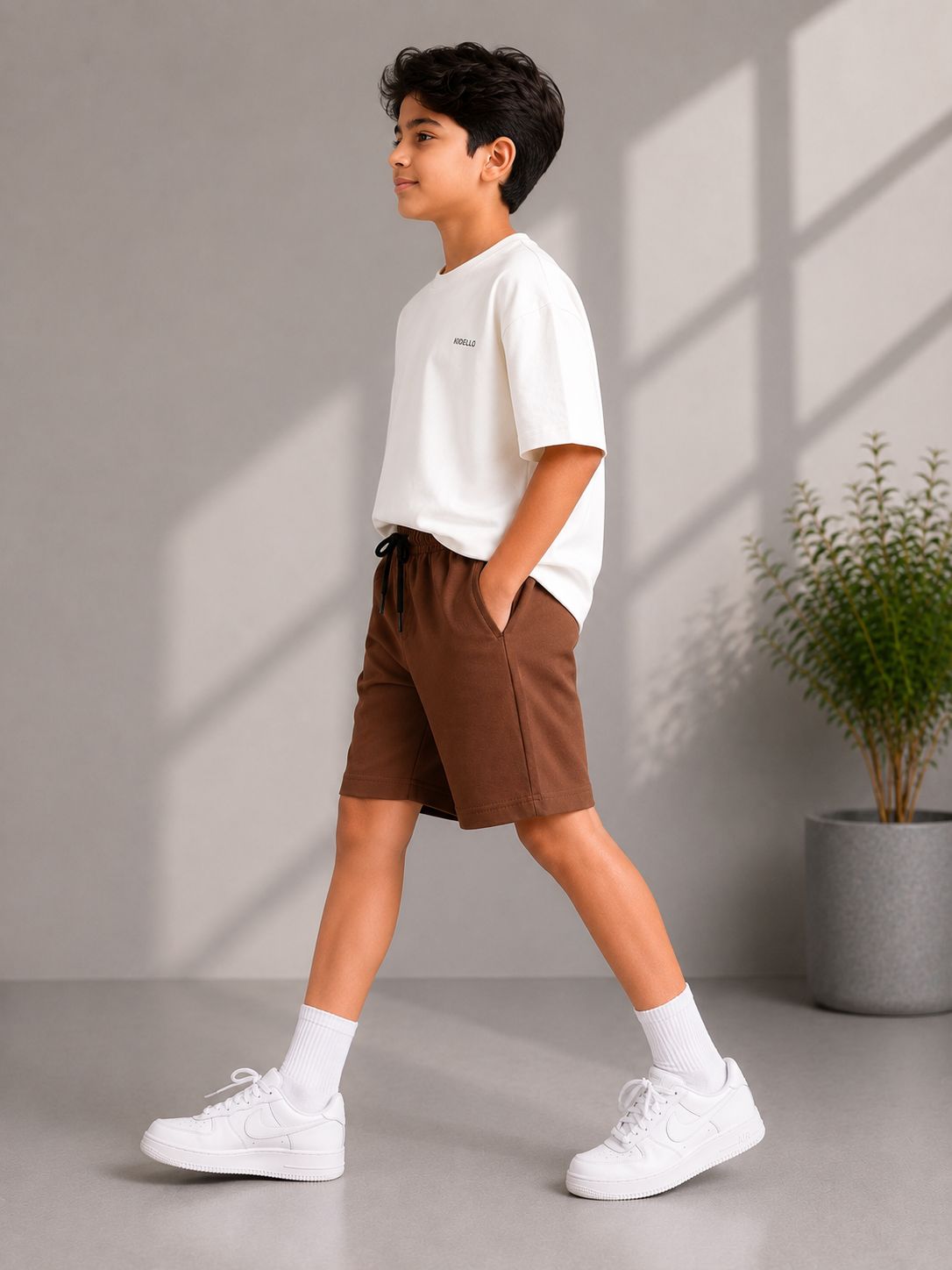 Kidello Boys Cotton High GSM Shorts | Regular Fit | Soft & Breathable | Elastic Waist with Drawstring | Everyday Casual Shorts
