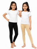 Kidello Girls Cotton Lycra Ankle Leggings Pack of 2
