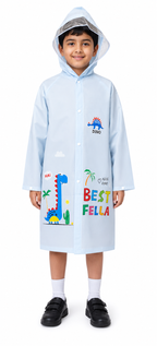 KIDELLO Kids Printed Raincoat – Dino Theme | Waterproof Hooded Raincoat for Boys & Girls