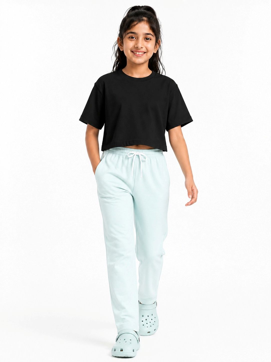 Kidello Girls Cotton Pyjama Track Pant | Soft & Breathable | Regular Fit | Everyday Lounge Wear | Elastic Waist with Drawstring