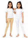 Kidello Girls Cotton Lycra Ankle Leggings Pack of 2