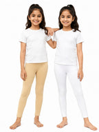 Kidello Girls Cotton Lycra Ankle Leggings Pack of 2
