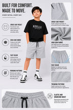 Kidello Boys Cotton High GSM Shorts | Regular Fit | Soft & Breathable | Elastic Waist with Drawstring | Everyday Casual Shorts
