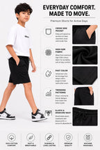 Kidello Boys Cotton High GSM Shorts | Regular Fit | Soft & Breathable | Elastic Waist with Drawstring | Everyday Casual Shorts