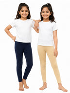 Kidello Girls Cotton Lycra Ankle Leggings Pack of 2