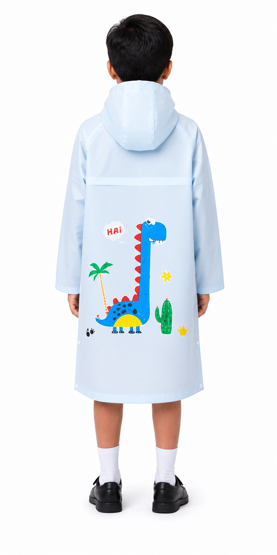 KIDELLO Kids Printed Raincoat – Dino Theme | Waterproof Hooded Raincoat for Boys & Girls