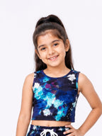 Kidello Girls Printed Spun Crop Top | Soft Sleeveless Casual Top for Girls