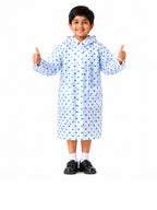 Kidello Kids Transparent Raincoat with Polka Dots | Waterproof Hooded Raincoat | School Rain Wear