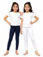 Kidello Girls Cotton Lycra Ankle Leggings Pack of 2