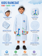KIDELLO Kids Printed Raincoat – Dino Theme | Waterproof Hooded Raincoat for Boys & Girls