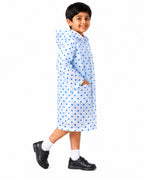 Kidello Kids Transparent Raincoat with Polka Dots | Waterproof Hooded Raincoat | School Rain Wear