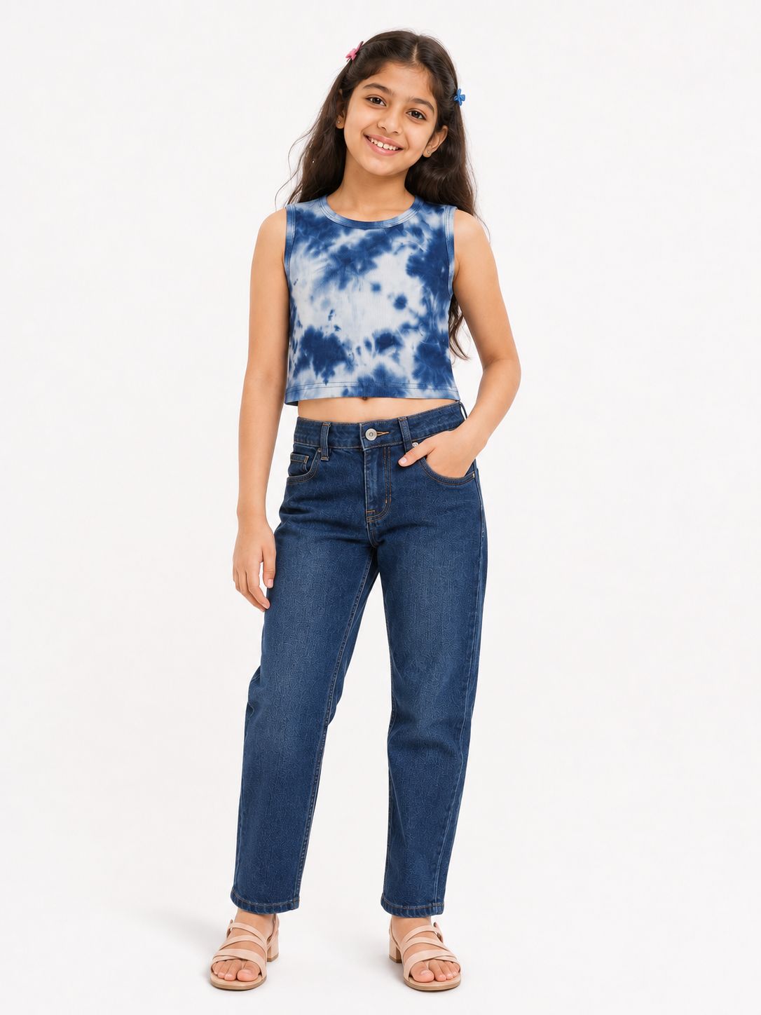 Kidello Girls Cotton Ribbed Crop Top | Sleeveless Casual Top
