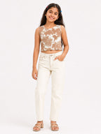 Kidello Girls Cotton Ribbed Crop Top | Sleeveless Casual Top