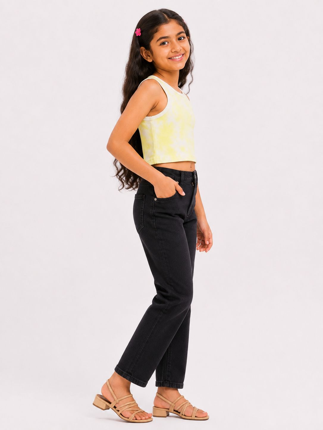 Kidello Girls Cotton Ribbed Crop Top | Sleeveless Casual Top