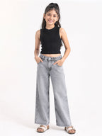 Kidello Girls Cotton Ribbed Crop Top | Sleeveless Casual Top