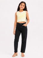 Kidello Girls Cotton Ribbed Crop Top | Sleeveless Casual Top