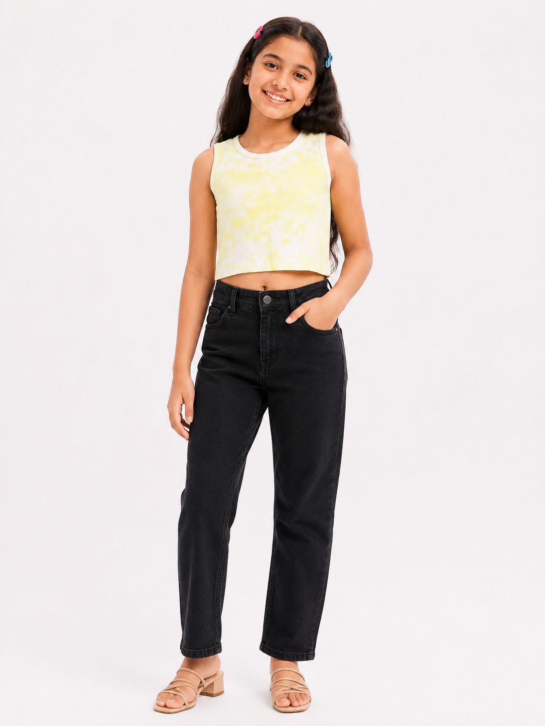 Kidello Girls Cotton Ribbed Crop Top | Sleeveless Casual Top