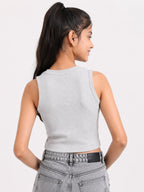 Kidello Girls Cotton Ribbed Crop Top | Sleeveless Casual Top