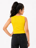Kidello Girls Cotton Ribbed Crop Top | Sleeveless Casual Top