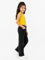 Kidello Girls Cotton Ribbed Crop Top | Sleeveless Casual Top
