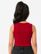 Kidello Girls Cotton Ribbed Crop Top | Sleeveless Casual Top