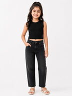 Kidello Girls Cotton Ribbed Crop Top | Sleeveless Casual Top