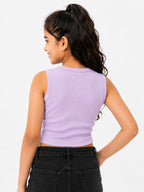 Kidello Girls Cotton Ribbed Crop Top | Sleeveless Casual Top