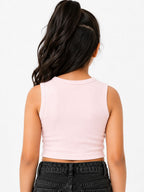 Kidello Girls Cotton Ribbed Crop Top | Sleeveless Casual Top