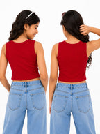 Kidello Girls Cotton Ribbed Crop Top | Sleeveless Casual Top