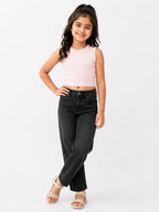 Kidello Girls Cotton Ribbed Crop Top | Sleeveless Casual Top