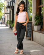 Kidello Girls Cotton Ribbed Crop Top | Sleeveless Casual Top